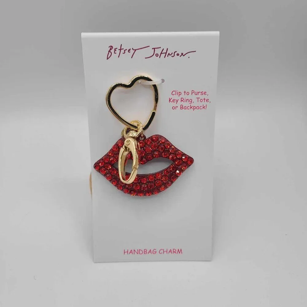 Betsey Johnson Lips Bag Charm Key Fob NWT!  NEW!